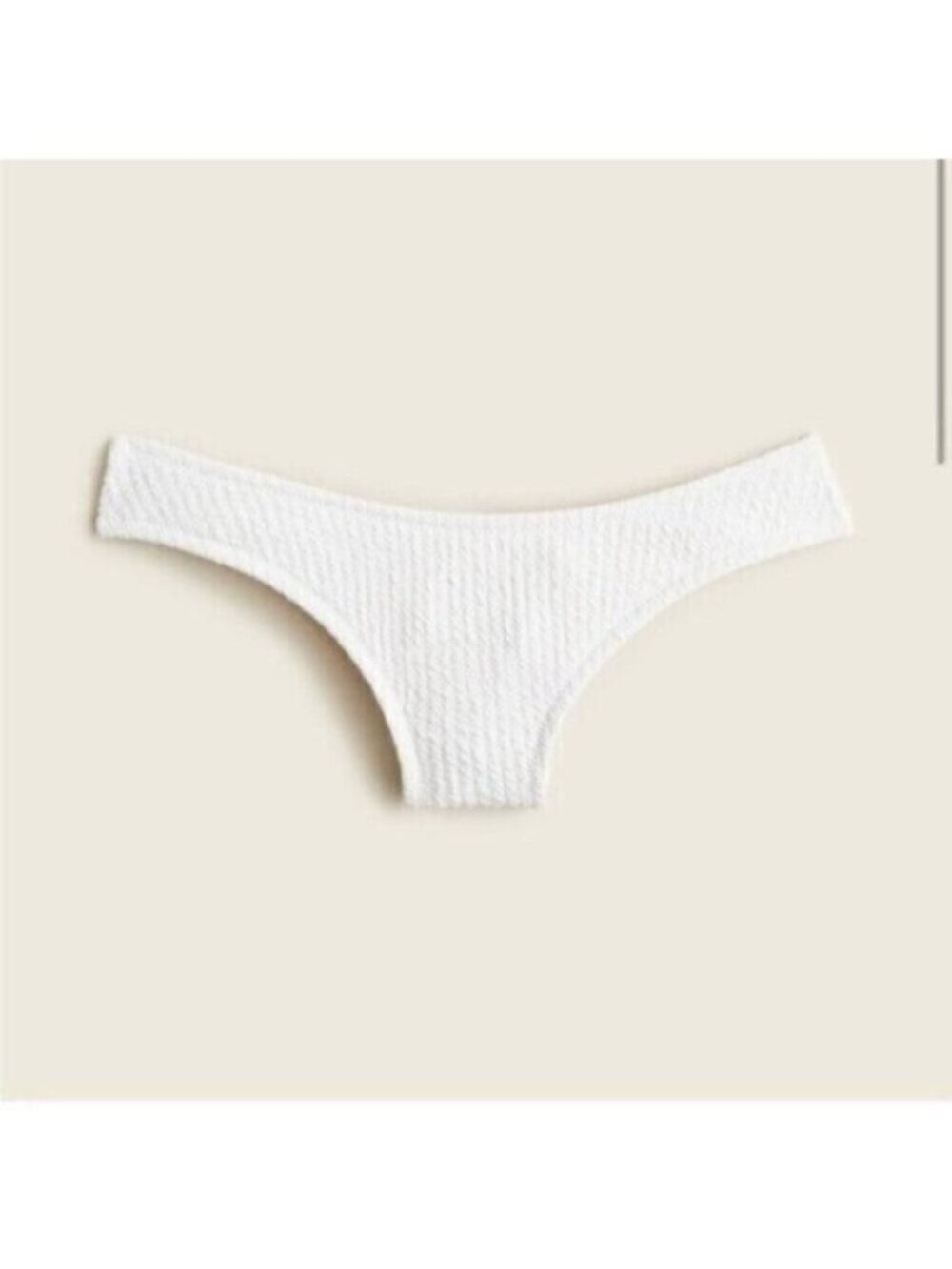 NWT J.Crew White Textured Curved Waist Cheeky Bikini Bottom Size Medium